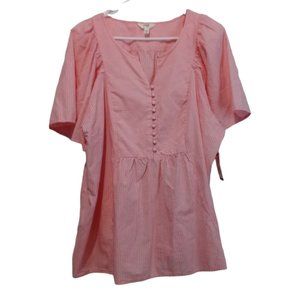 Terra & Sky Women's Plus Size Peplum Woven Top Size 1X